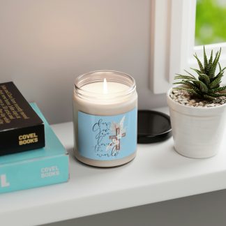 For God So Loved The World Apple Scented Soy Candle, 9oz in Baby Blue